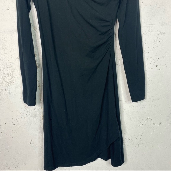 Kuhl Long Sleeve Black Ruched Vneck Dress Size Medium - Picture 3 of 8